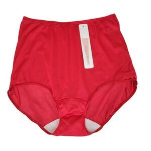 Shadowline 17032 Vintage 90s Women's Red High Waist Full Briefs Panty